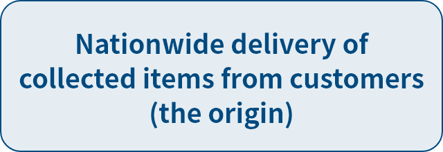 Nationwide delivery of collected items from customers (the origin)